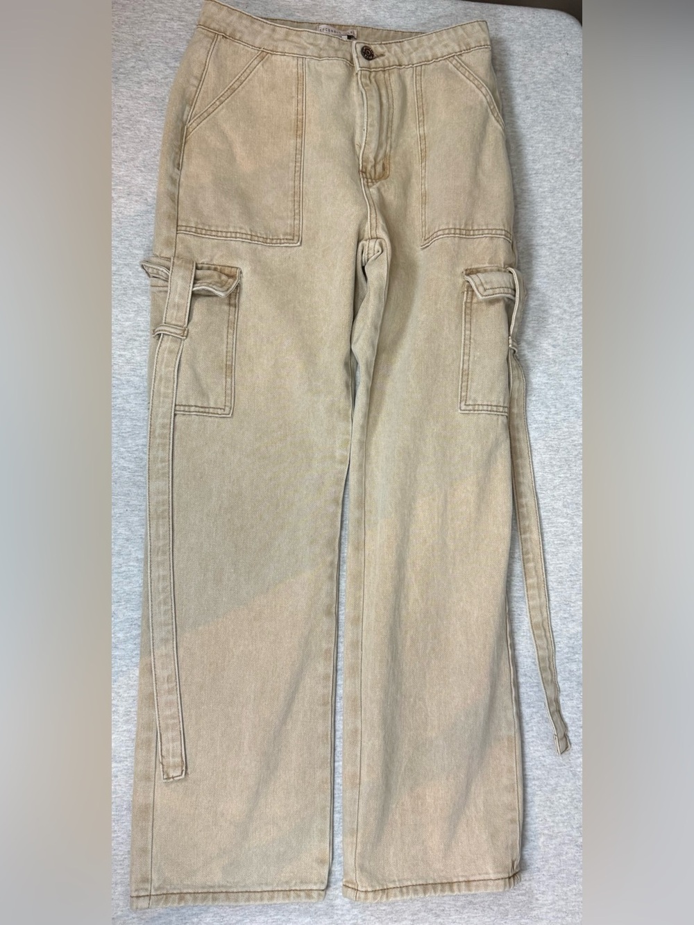 Sincerely Jules for Bandier Wide-Leg Cargo‎ Denim Trousers - Tan - Size 9/28